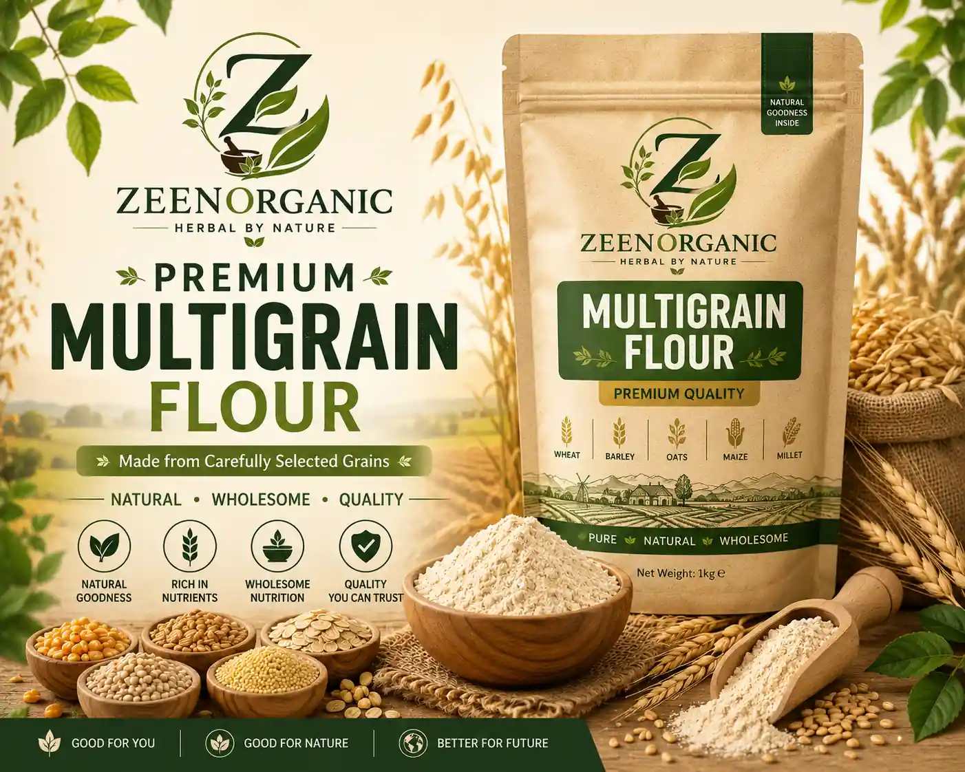 Pure Organic Multigrain Flour 7 Grain Atta