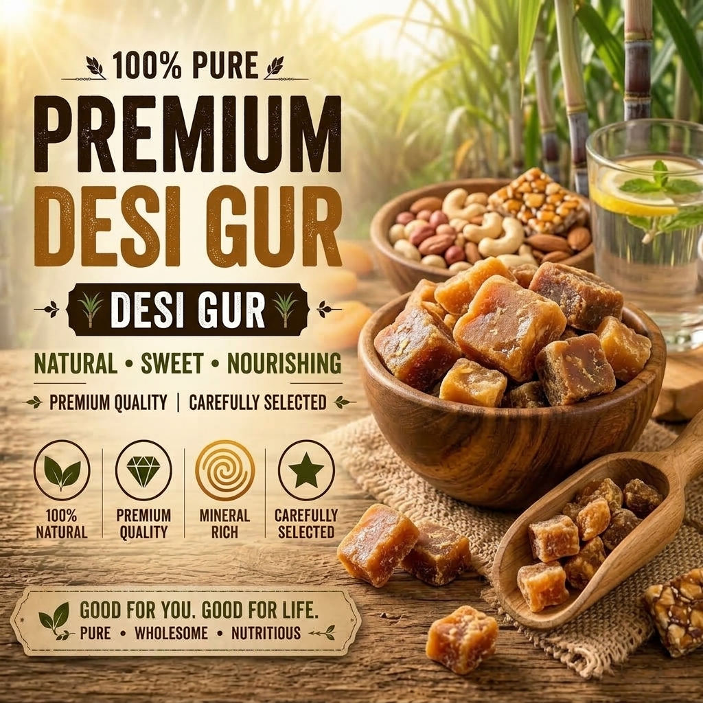 Pure Organic Desi Gur Jaggery Block
