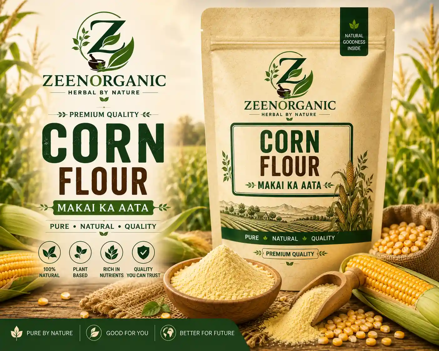 Fresh Organic Yellow Makki Ka Atta Corn Flour