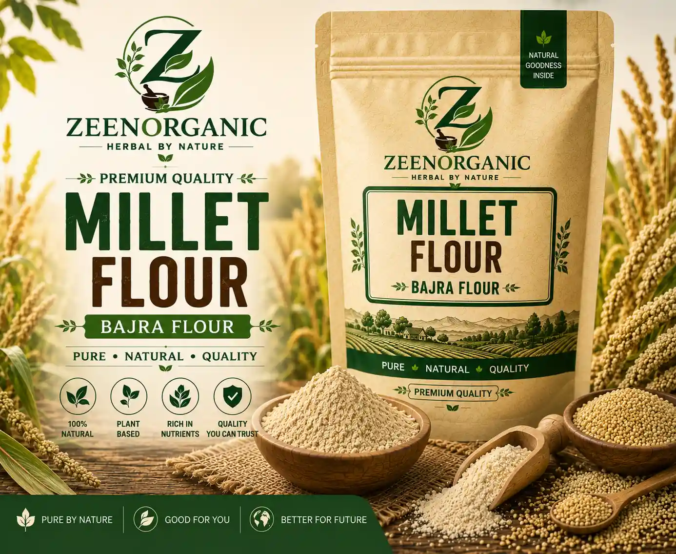 Pure Organic 1 kg Millet Flour Bajra Atta